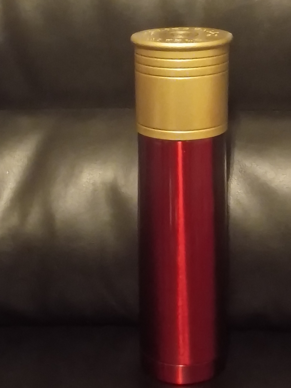 Metallic Red Shotgun Shell Travel Thermos with Gold Cap